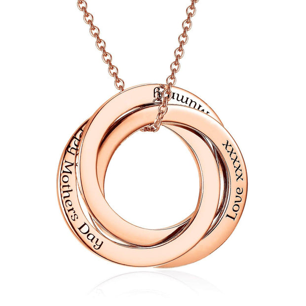 925 Sterling Silver Russian Ring Circle Custom Engraved Name Necklace, Gift For Mom - Unique Executive Gifts