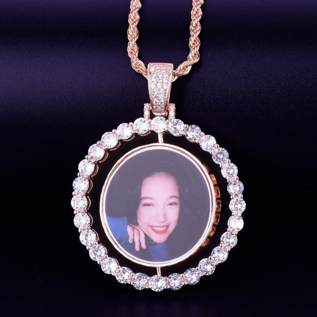 Custom Made Photo Rotating double-sided Medallions Pendant Necklace