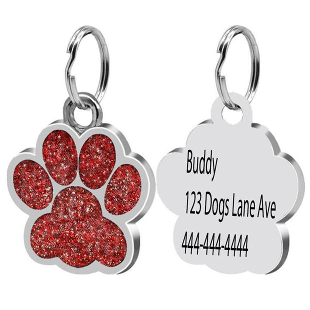 Personalized Dog Tag Pet ID Tag Paw Prints 