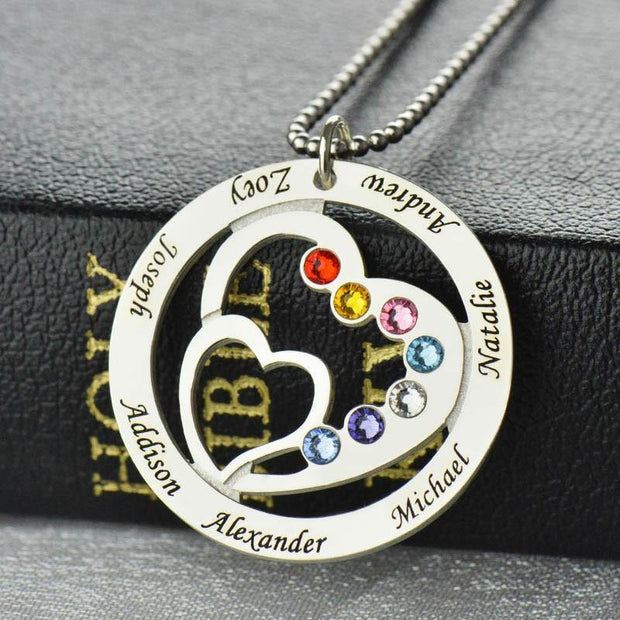 Family Tree Birthstone Necklace in Sterling Silver - Unique Executive Gifts
