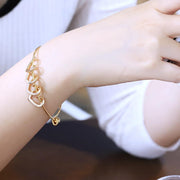 Women Bangle Bracelet With Heart Shape Name Pendants - Unique Executive Gifts