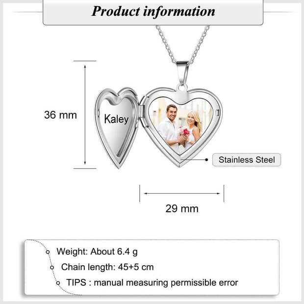 Custom Heart Locket Necklace With Picture Inside For Women - Unique Executive Gifts
