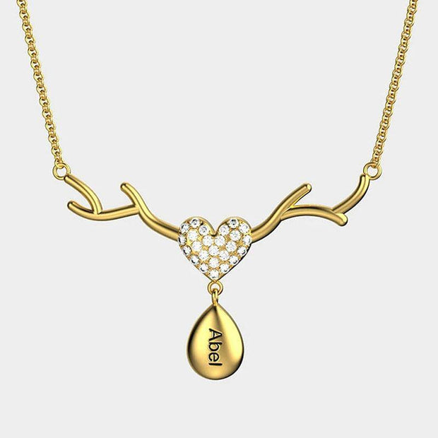 Engraved Drop Shaped Family Name Necklace For Mothers - Unique Executive Gifts