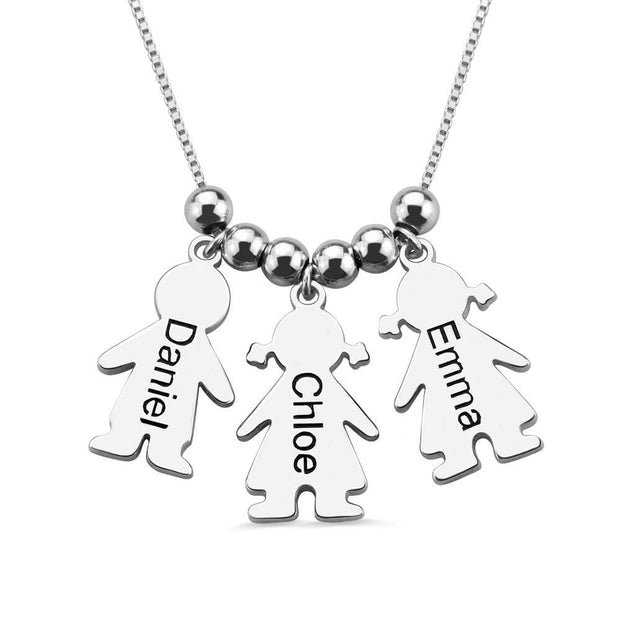 Engraved Kids Charms Necklace For Mom With Children's Names - Unique Executive Gifts