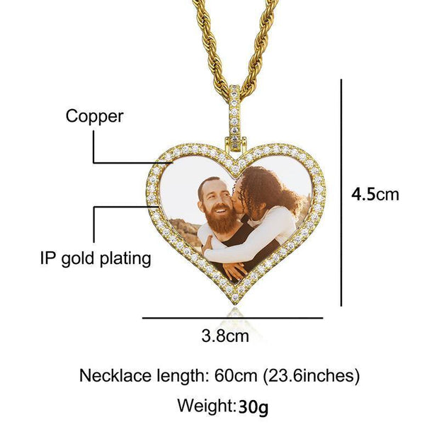 Personalized Heart Photo Medallions Necklace