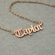 Personalized 18K Gold Plated Name Necklace, Old English Font With Curb Chain - Unique Executive Gifts