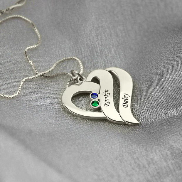 Two Hearts Forever One Necklace with Birthstones - Unique Executive Gifts