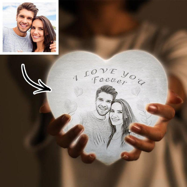 Products Gift for Her 3D Printed Photo Heart Lamp Personalized Night Light
