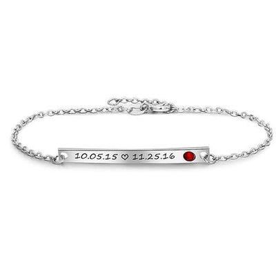 Engraved Bar Bracelet with Personalized Birthstone - Unique Executive Gifts