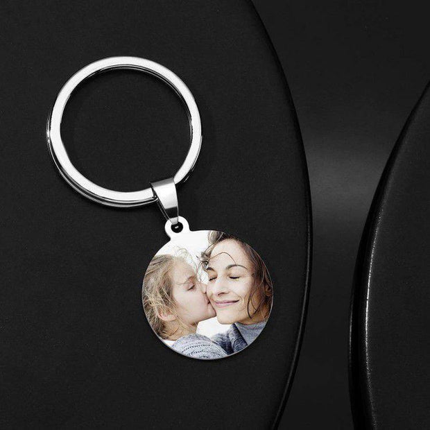 Round Personalized Photo Keychain Holder