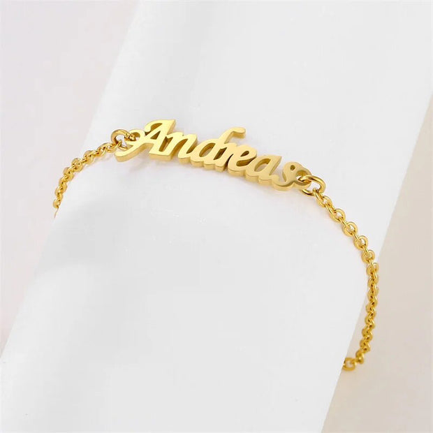 18K Gold Name Bracelet For Her, Sterling silver | Anniversary Gift