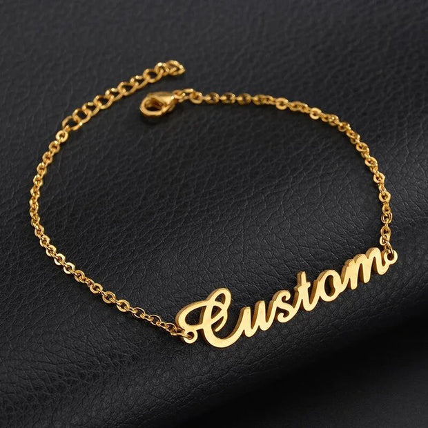 18K Gold Name Bracelet For Her, Sterling silver | Anniversary Gift