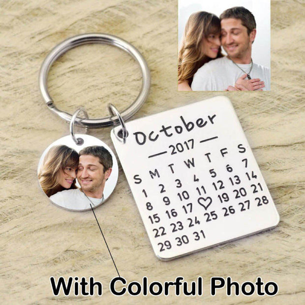 Personalized Calendar Keychain With Picture And Special Date