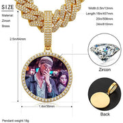 12mm Cuban Chain Photo Medallion Necklace Christmas Gifts For Men - Unique Executive Gifts