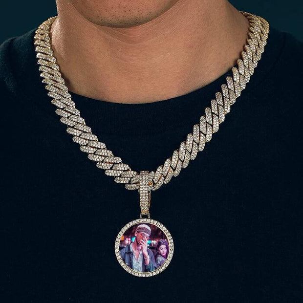 12mm Cuban Chain Photo Medallion Necklace Christmas Gifts For Men - Unique Executive Gifts