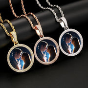 14k gold picture necklace for men