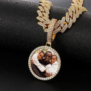 18K Gold Plated 12mm Cuban Chain Photo Medallion Necklace - Unique Executive Gifts