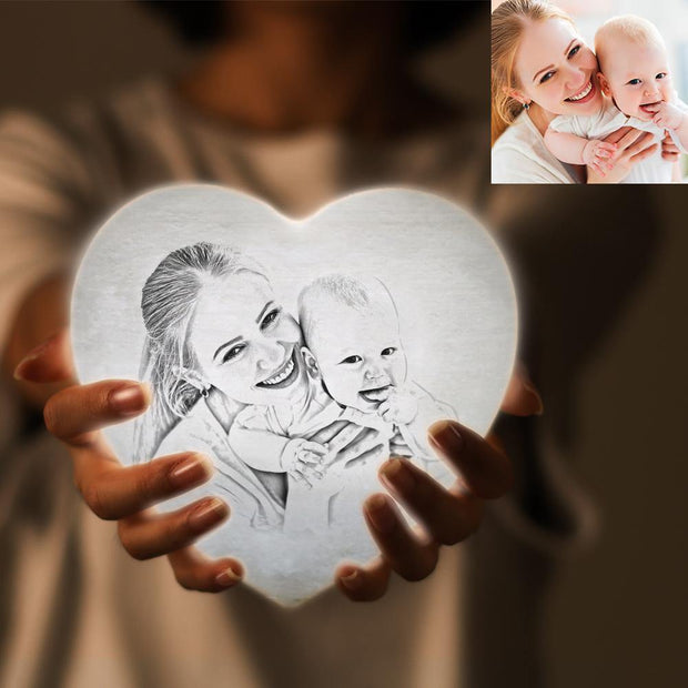 Photo Moon Lamp Custom 3D Photo Light Lamp Moon Heart Shape For Baby