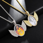 Custom Picture Pendant Necklace With Wings