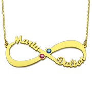 2 Names & Birthstones Infinity Love Necklace - Unique Executive Gifts