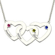 Personalized Triple Heart Necklace With Birthstones - Unique Executive Gifts