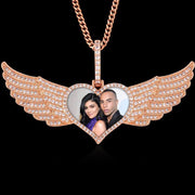 Custom photo angel wings necklace