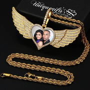 Custom photo angel wings necklace