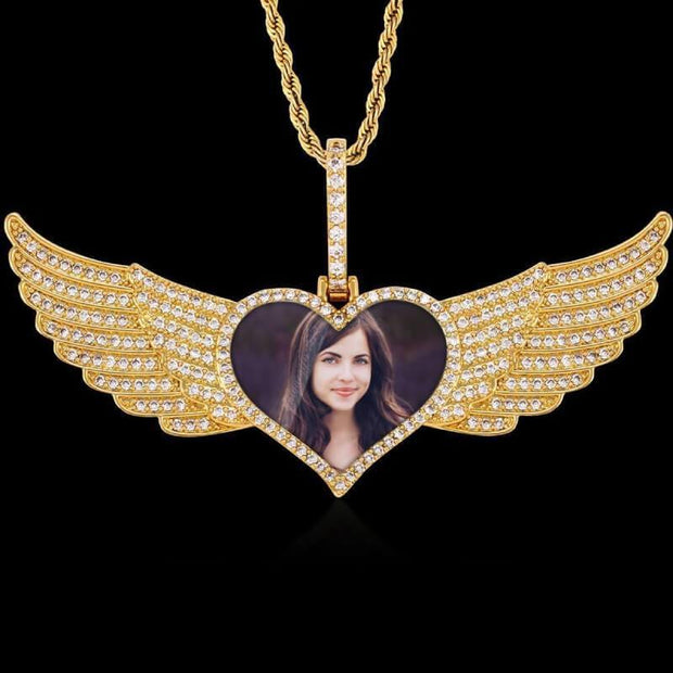  Big Angel Wings Heart Necklace