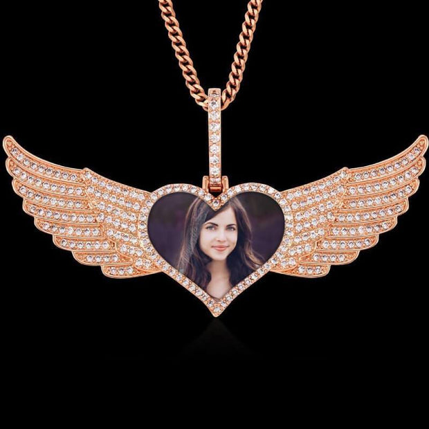 Big Angel Wings Heart Necklace