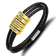 Braided leather bracelet with name on it