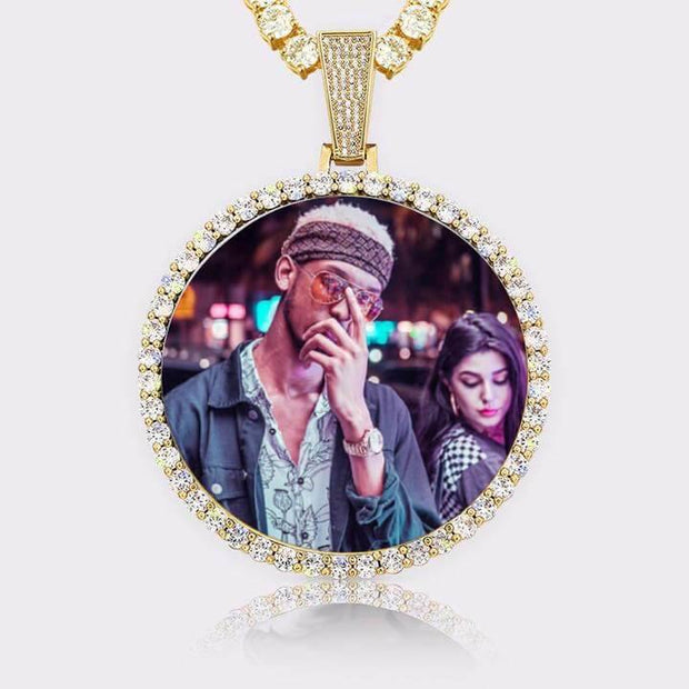 Custom Gold Medallion Photo Pendant