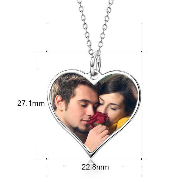 Custom Heart Necklace With Picture Engraved For Women - Unique Executive Gifts