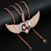 Custom photo angel wings necklace
