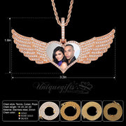 Custom photo angel wings necklace