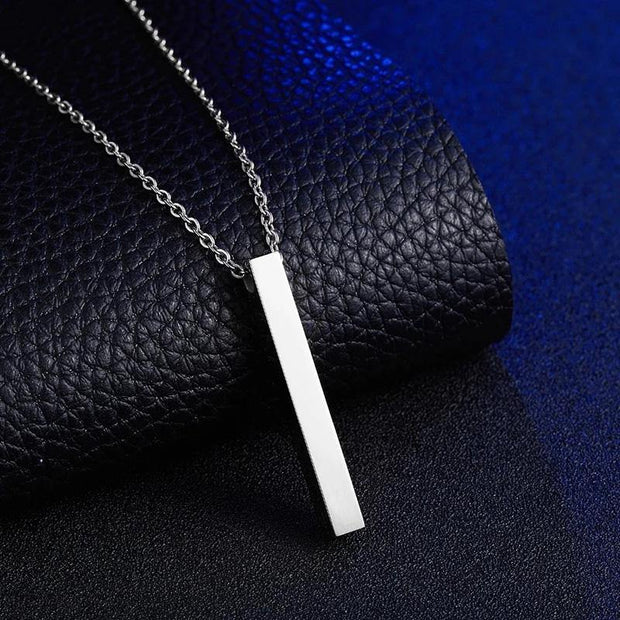 Personalized 3D Bar Necklace - Four Sides Engraved Pendant Necklace - Unique Executive Gifts