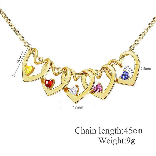 Hearts Charm Necklace With Birthstone Family Necklace For Mom - Unique Executive Gifts