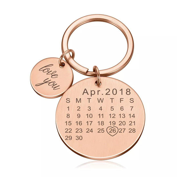 Custom Special Date Calendar Keychain Anniversary Gifts For Him - Unique Executive Gifts