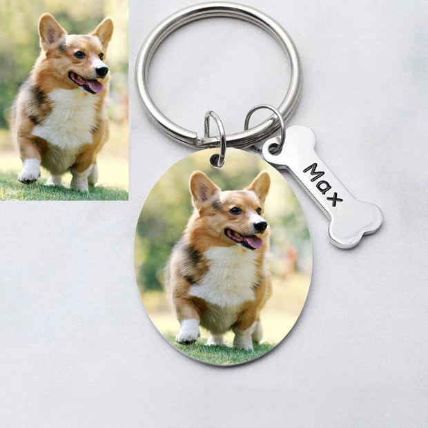 Engraved Dog Tags Memorial Keychain With Picture