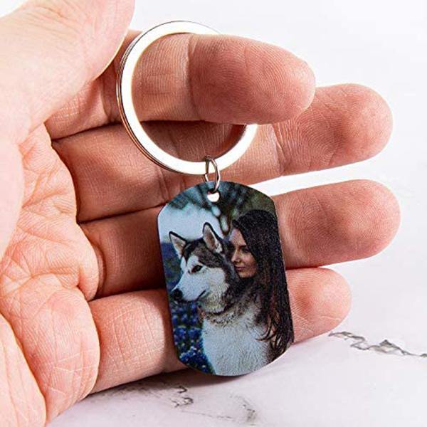 Photo Dog Tag Keychain