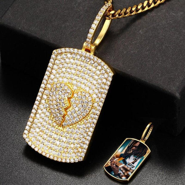 Gold Chain with Picture Pendant Rectangle Photo Medallion Necklace - Unique Executive Gifts