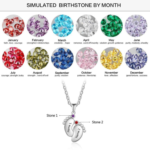 Personalized Baby Feet Necklace with Birthstones - Unique Executive Gifts