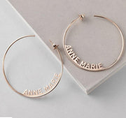 Rose Gold Custom Name  Big Earrings For Women - Unique Executive Gifts