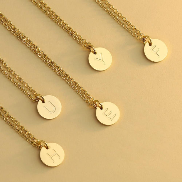 Disc Initial Necklaces for Women With Adjustable Chains - Unique Executive Gifts