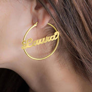 Custom Name Earrings Stainless Steel Hoops For Women - Unique Executive Gifts