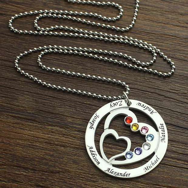 Family Tree Birthstone Necklace in Sterling Silver - Unique Executive Gifts