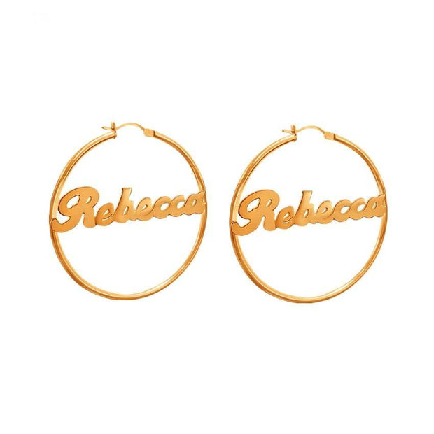 Custom Name Earrings Stainless Steel Hoops For Women - Unique Executive Gifts