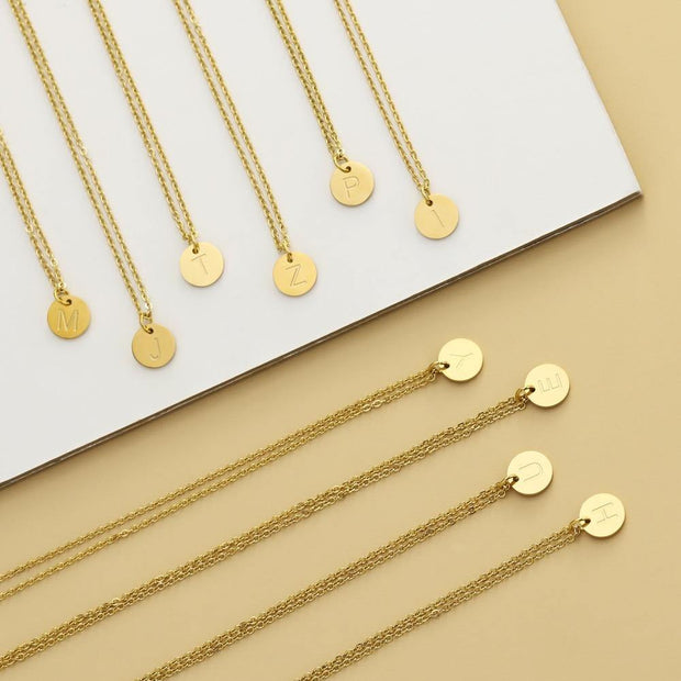 Disc Initial Necklaces for Women With Adjustable Chains - Unique Executive Gifts