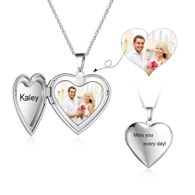 Custom Heart Locket Necklace With Picture Inside For Women - Unique Executive Gifts