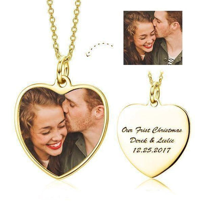 Custom Heart Pendant Necklace With Picture For Women - Unique Executive Gifts
