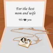 Photo Engraved With Love Message Necklace Gifts For Mom - Unique Executive Gifts